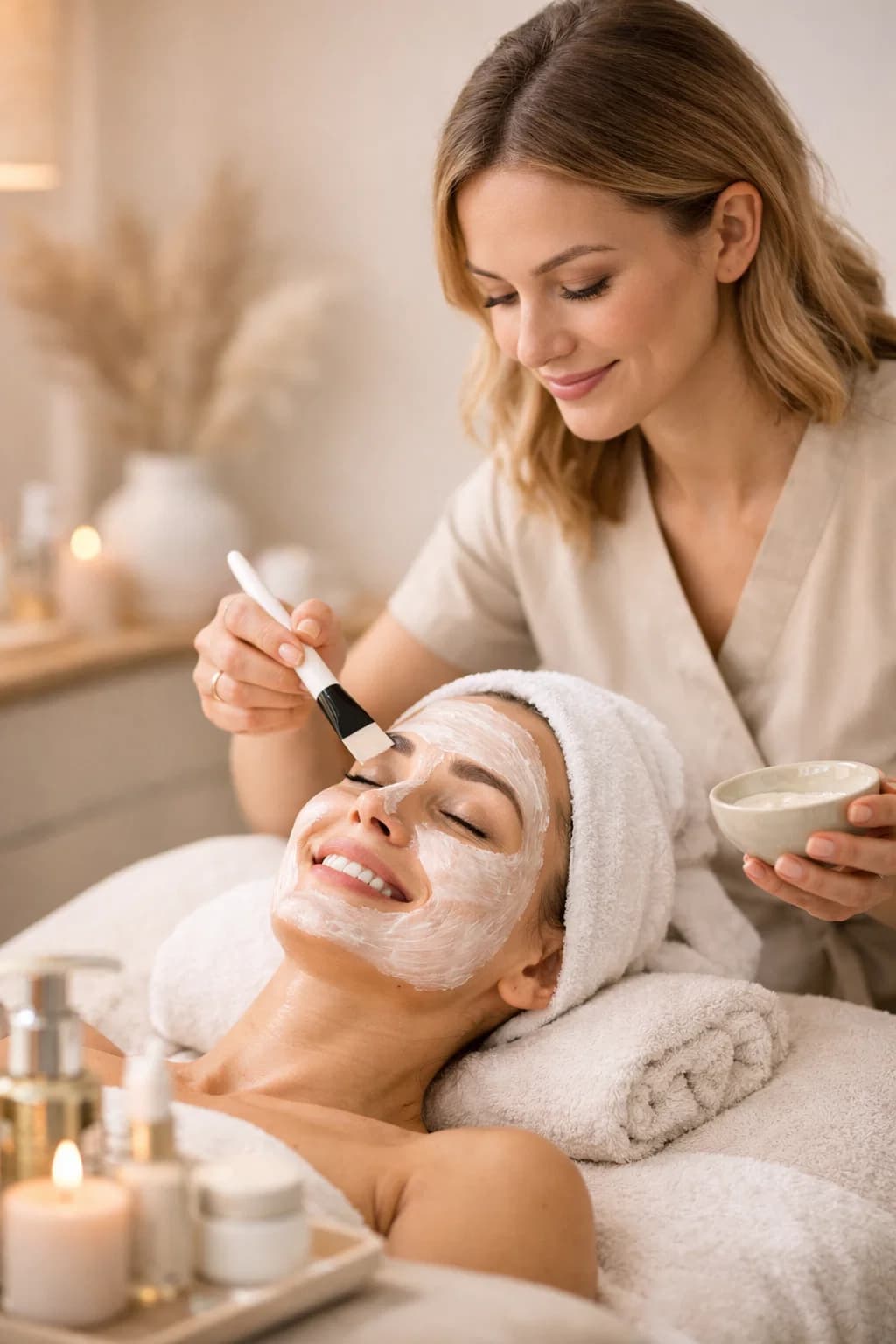 Beauty facial treatment in salon