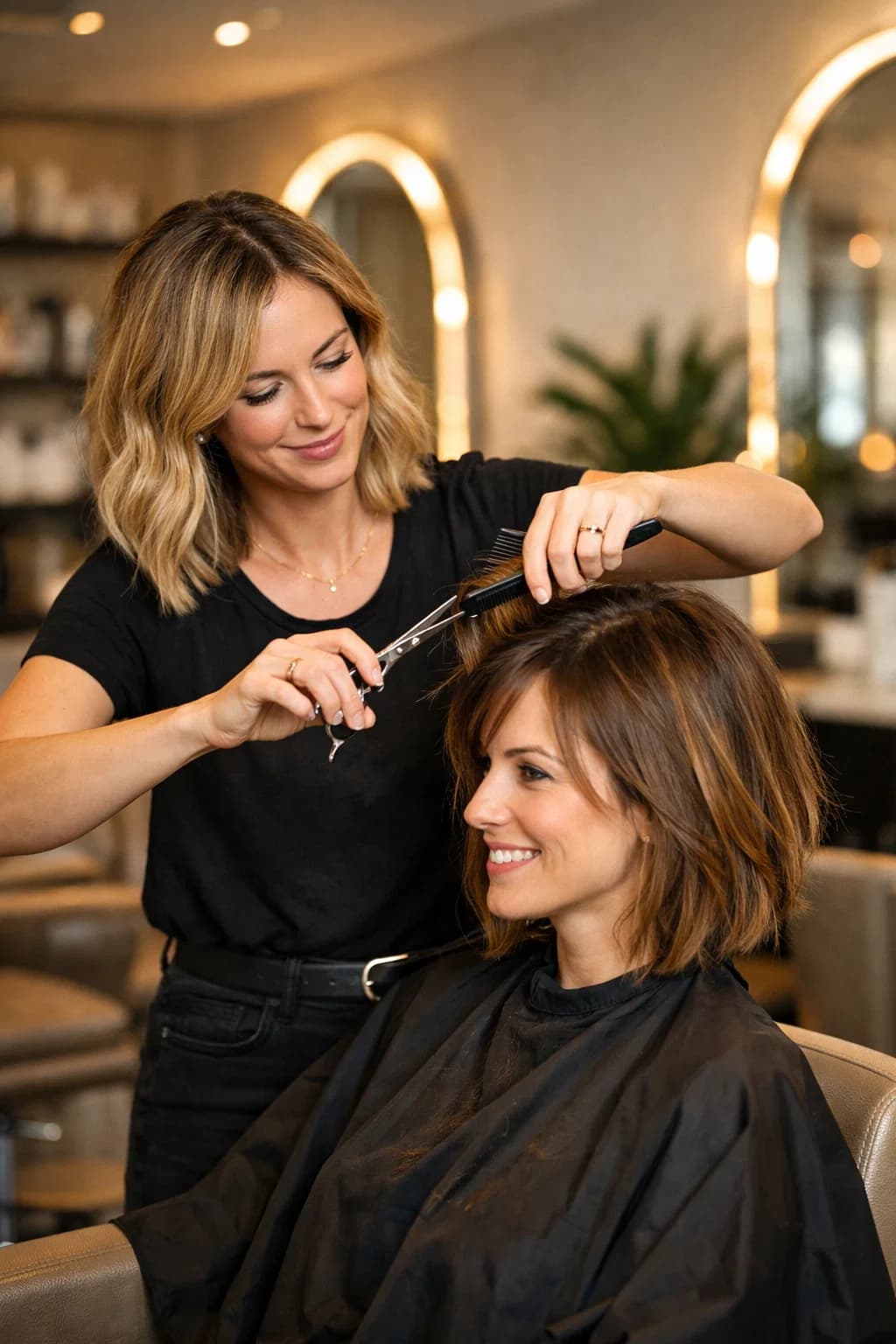 Hair styling treatment in salon